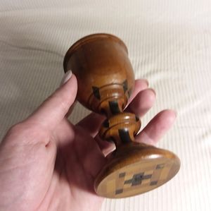 Vintage Poached Egg Pedestal Hand Carved Wood Cup